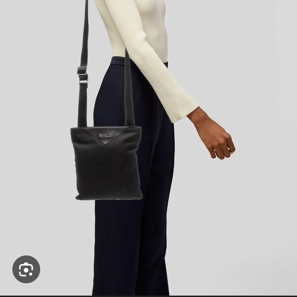 Furla Black Leather And Nylon Crossbody Bag